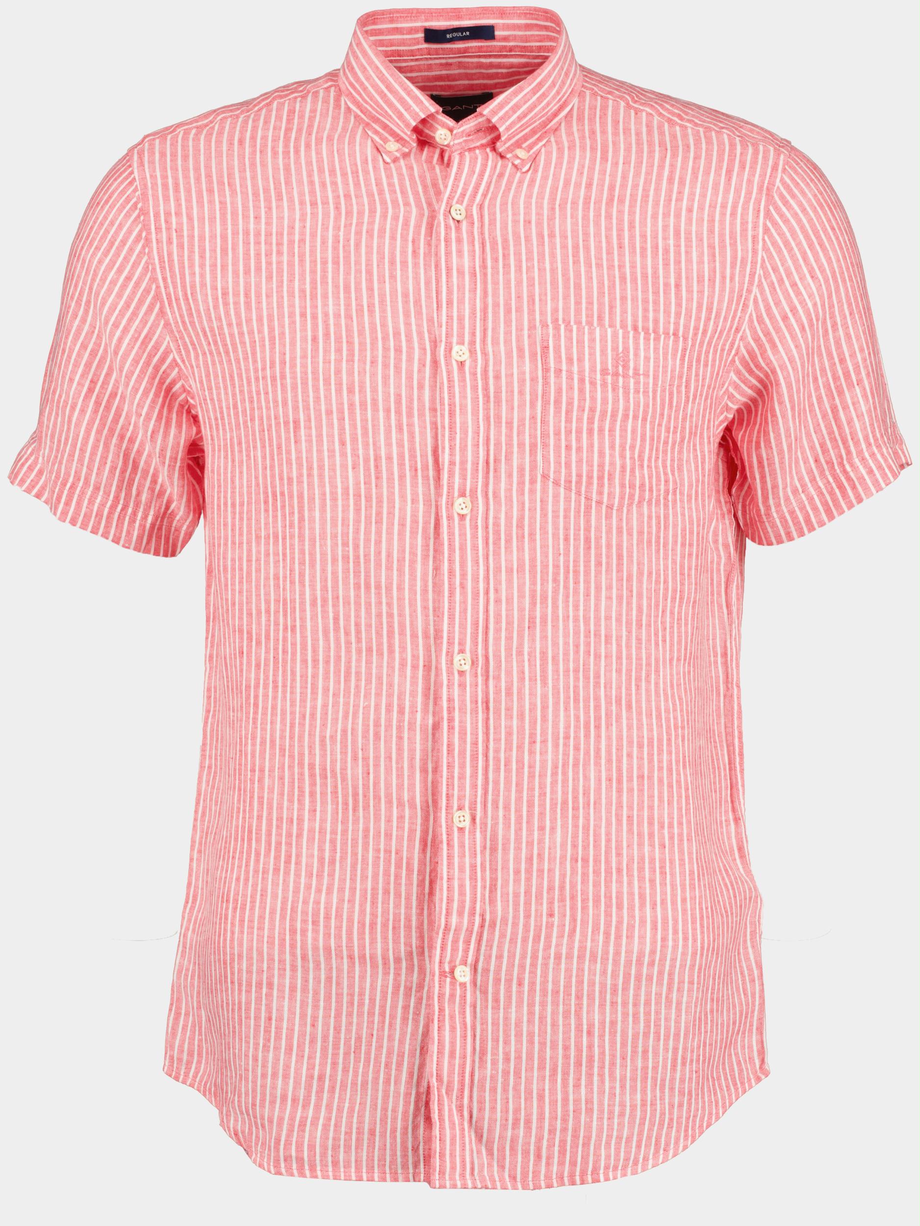 Gant Casual hemd korte mouw Roze D2. Reg Stripe Linen SS BD 3012521/652