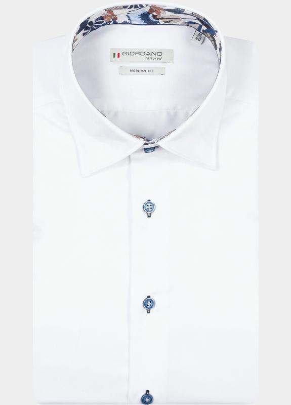 Giordano Overhemd heren Wit Belmonte Long Sleeve Button U 617885/10