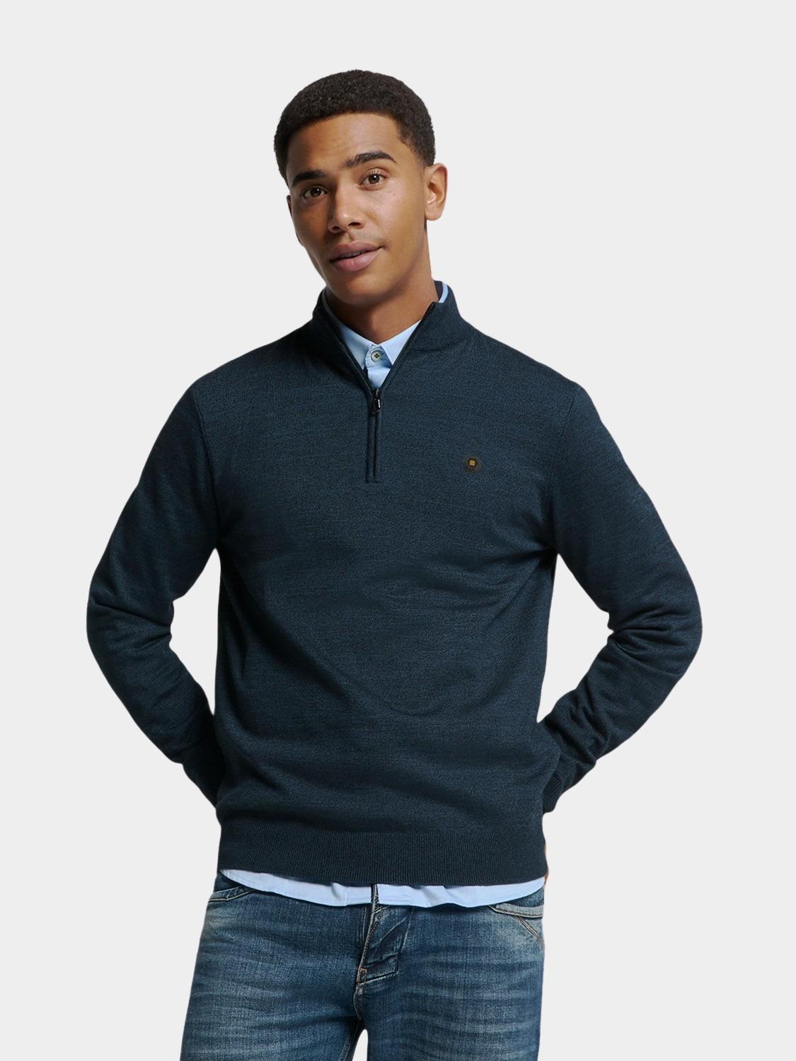No Excess Half Zip Blauw Pullover Half Zip 2 Coloured N2185/037
