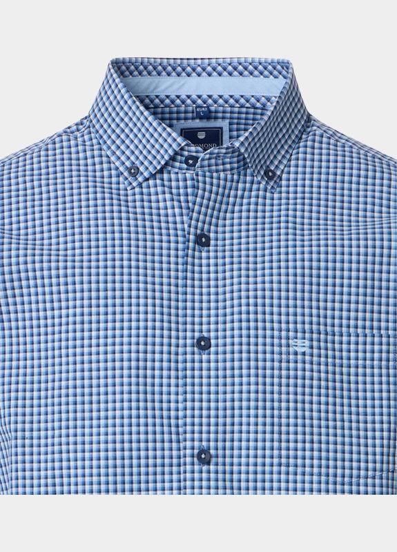 Redmond overhemd korte mouw heren Blauw Slub Casual 251425990/10