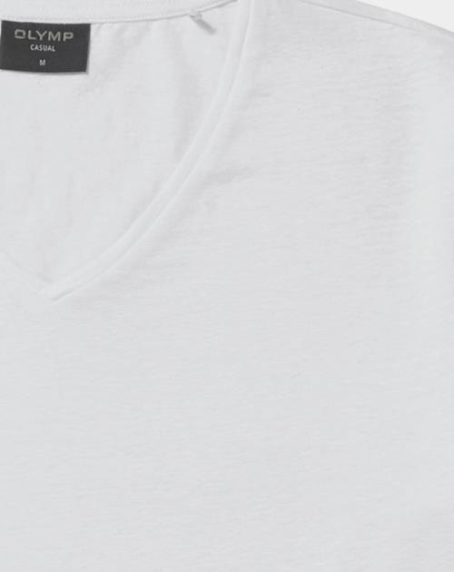Olymp T-shirt korte mouw Wit Linen V-Neck T-Shirt 561552/00