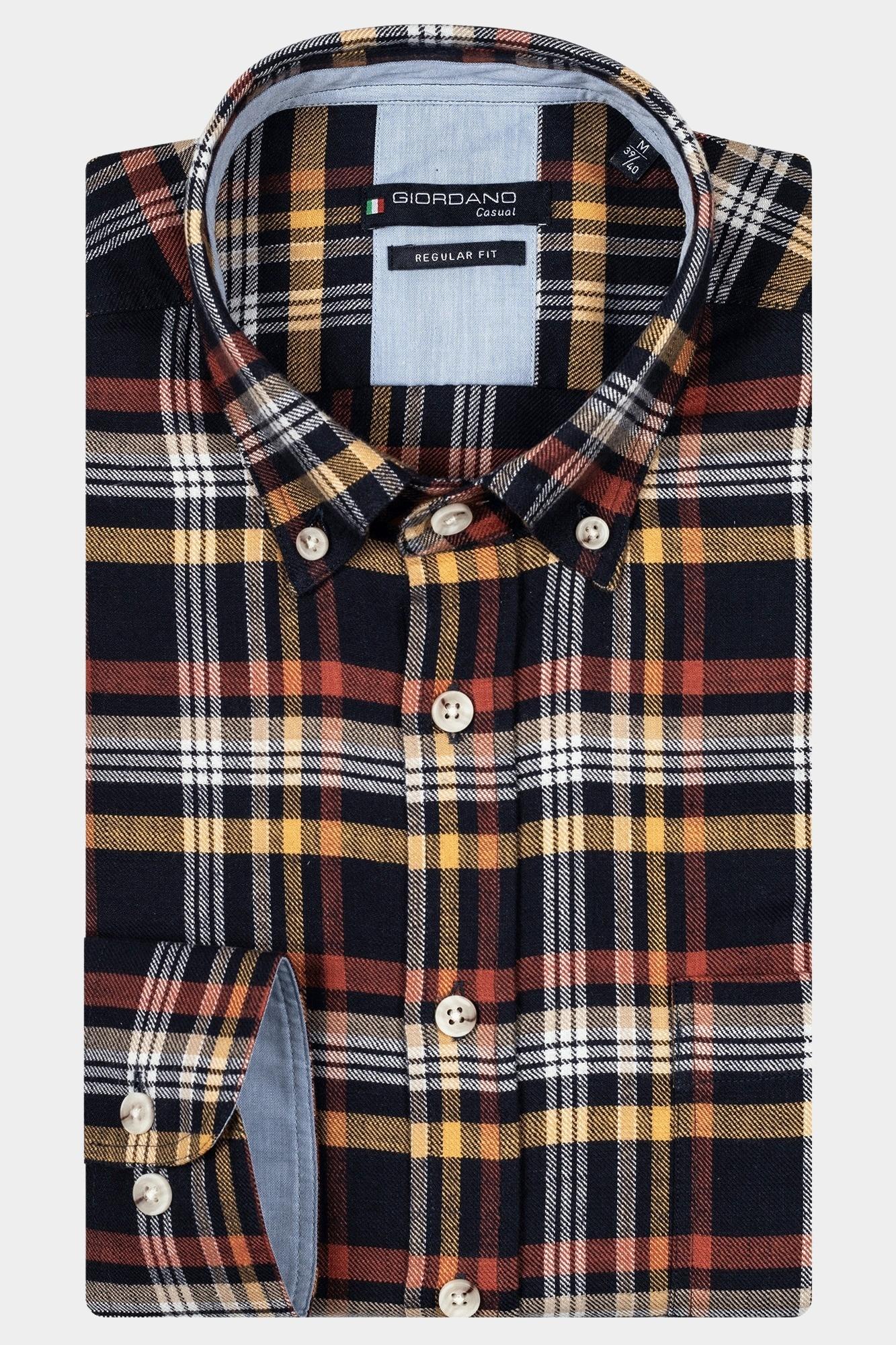 Giordano Casual hemd lange mouw Blauw Ivy, LS Button Down Bold Colo 427308/60