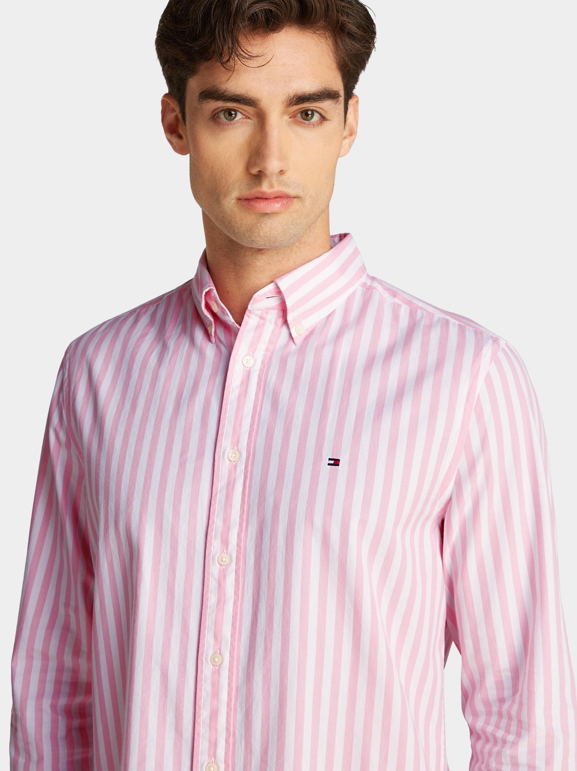Tommy Hilfiger Casual hemd lange mouw Roze Flex Poplin Bold Stripe RF MW0MW39159/0D1
