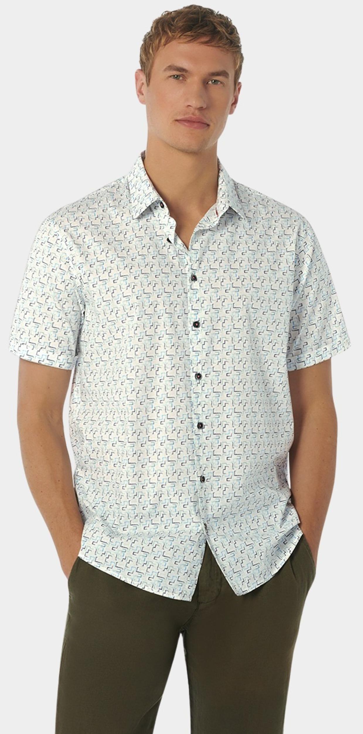 No Excess Casual hemd korte mouw Blauw Shirt Short Sleeve Stretch Al 23440243/036