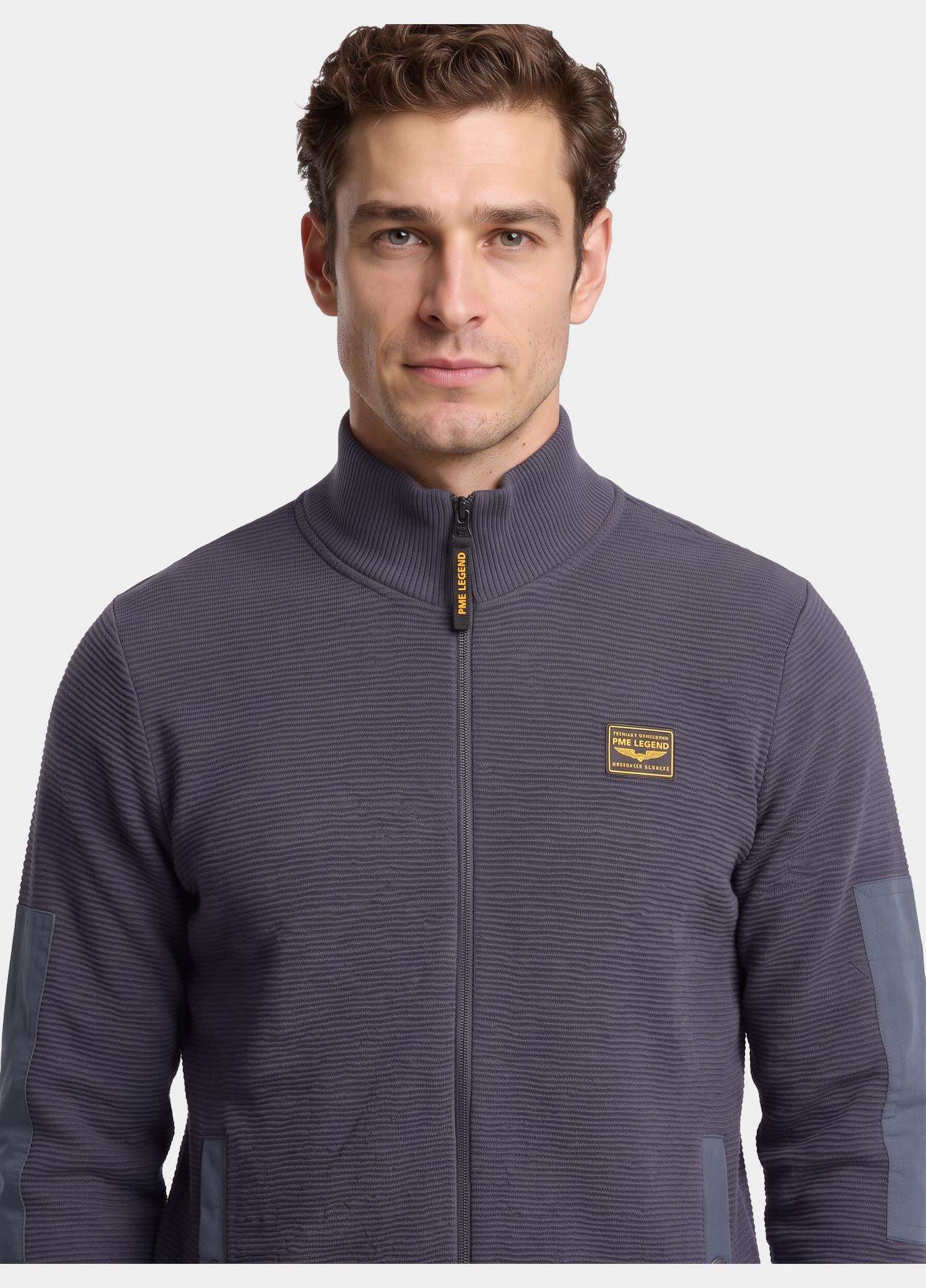 PME Legend Vest heren Blauw Zip jacket texture yarn PKC2610322/5281
