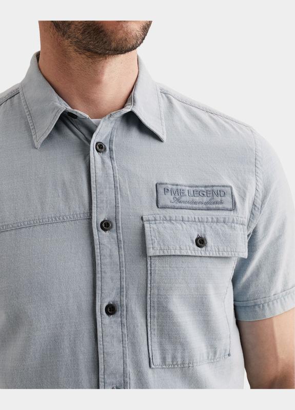 PME Legend Casual hemd korte mouw Blauw Short Sleeve Shirt Indigo yar PSIS2604212/590