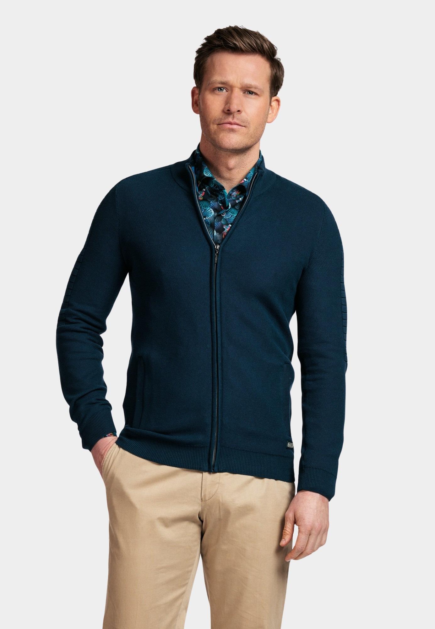 Baileys Vest Blauw Cardigan Zip  12gg allover st 412095/69