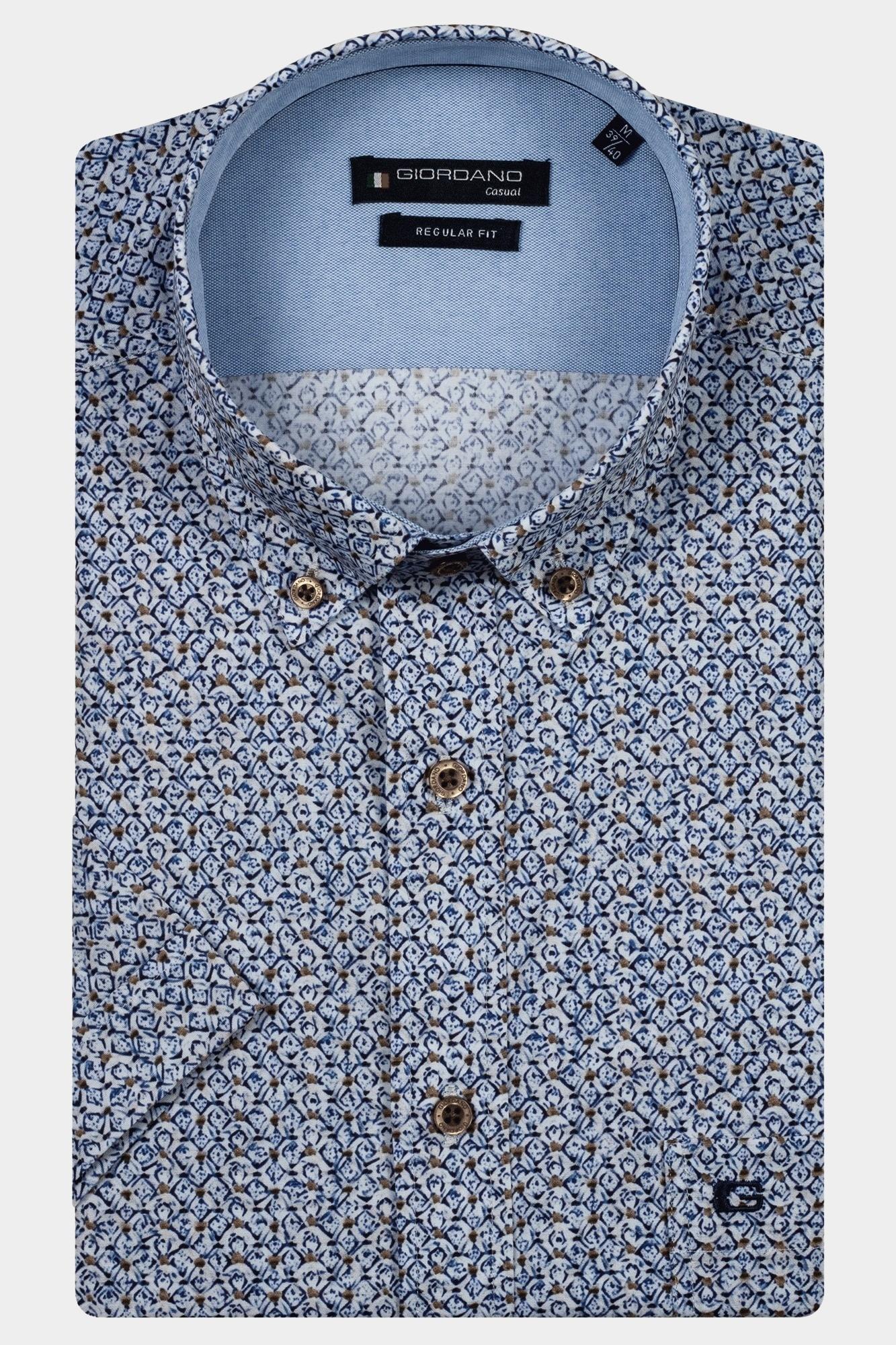 Giordano Casual hemd korte mouw Blauw League short sleeve button do 516040/60