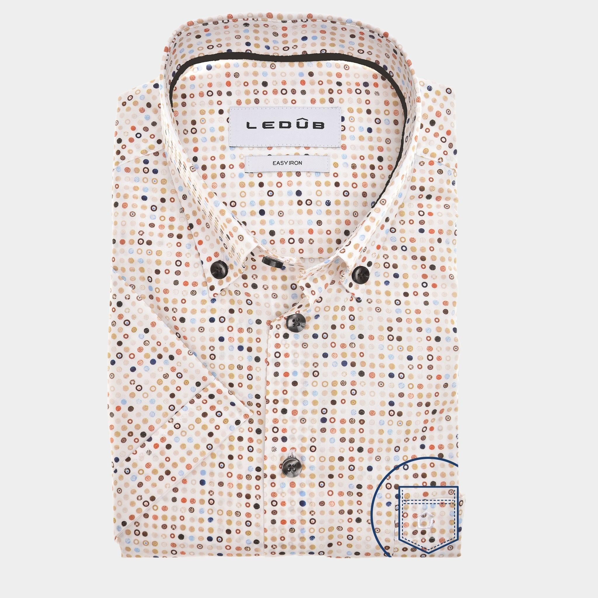 Ledub Business hemd korte mouw Bruin  0142906/630-620-000