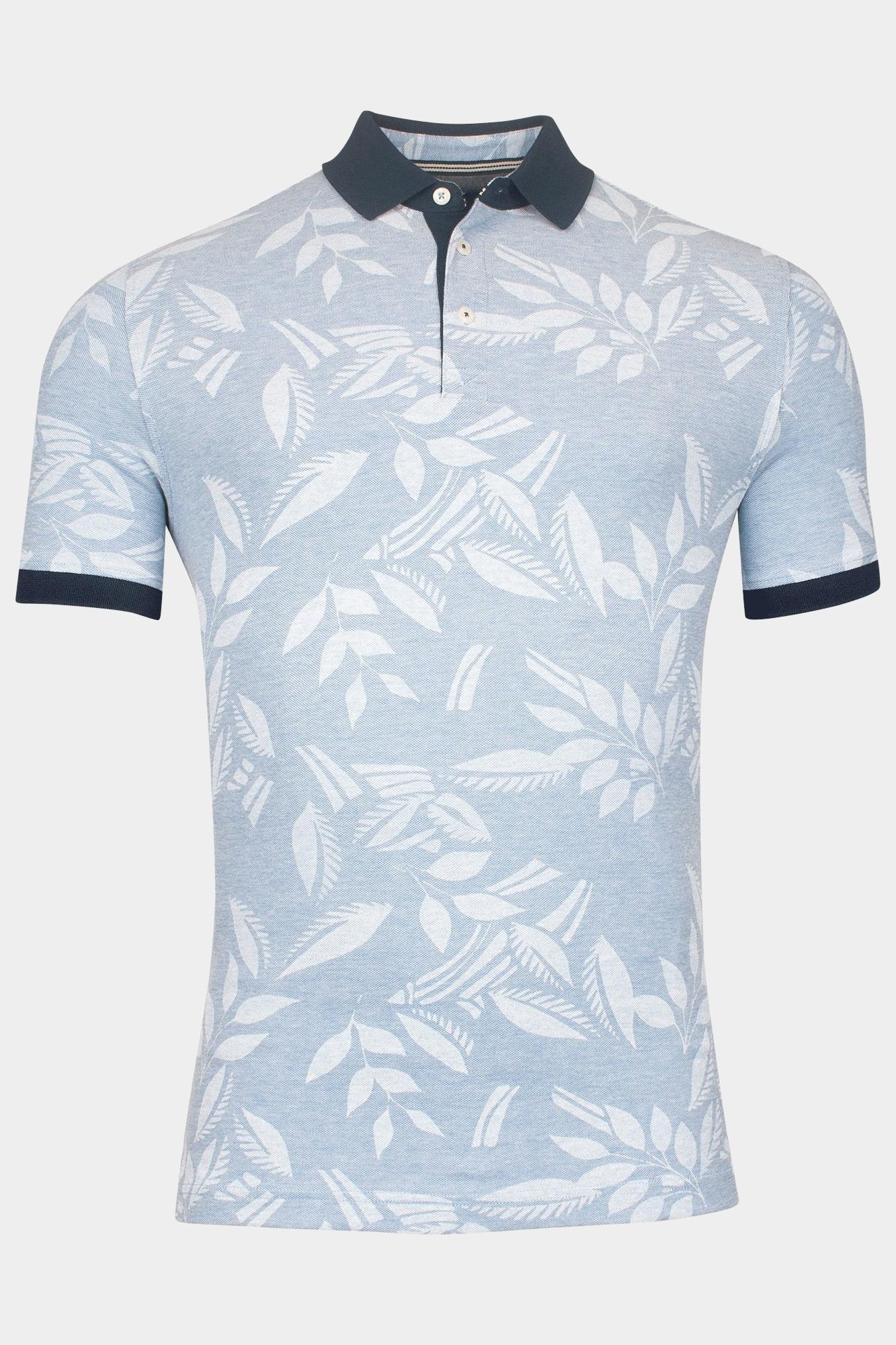 Baileys Polo korte mouw Blauw Poloshirt 2-tone Pique,all ov 515226/63