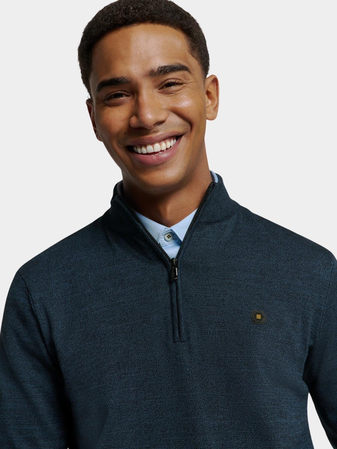 No Excess Half Zip Blauw Pullover Half Zip 2 Coloured N2185/037