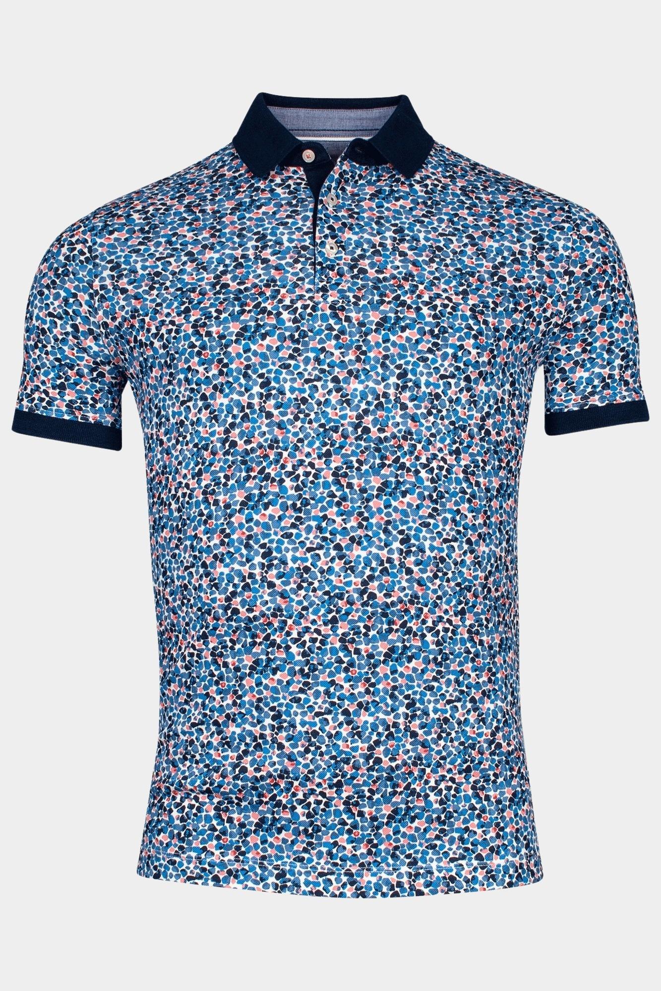 Baileys Polo korte mouw Blauw Poloshirt Pique all over prin 415226/65
