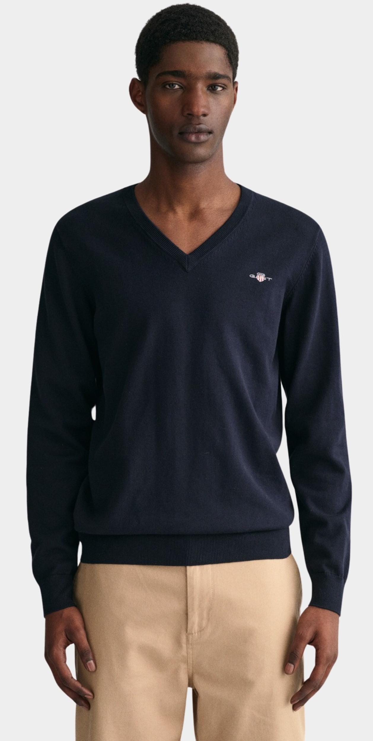 Gant Pullover Blauw Classic Cotton V-Neck 8030562/433