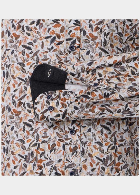 Casamoda Casual hemd lange mouw Bruin B.D. Casual Fit 454483400/200