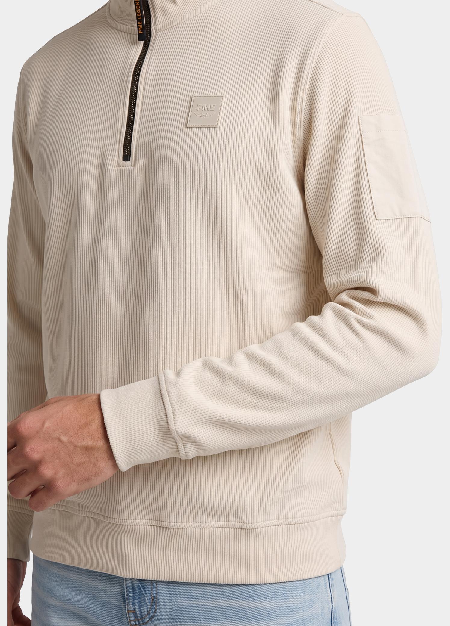 PME Legend half zip sweater heren Beige Half zip collar flat knit loo PSW2609457/7013