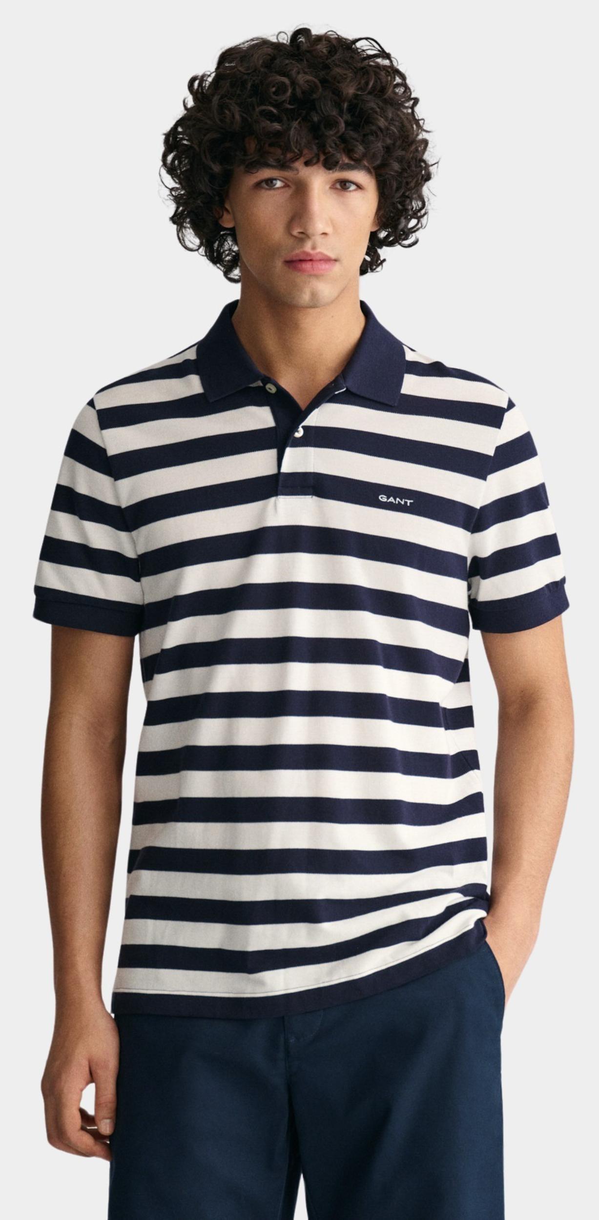 Gant Polo korte mouw Blauw Stripe SS Pique Polo 2013040/433