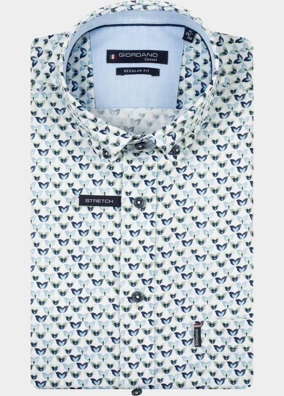 Giordano overhemd korte mouw heren Groen League Short Sleeve Button Do 616036/70