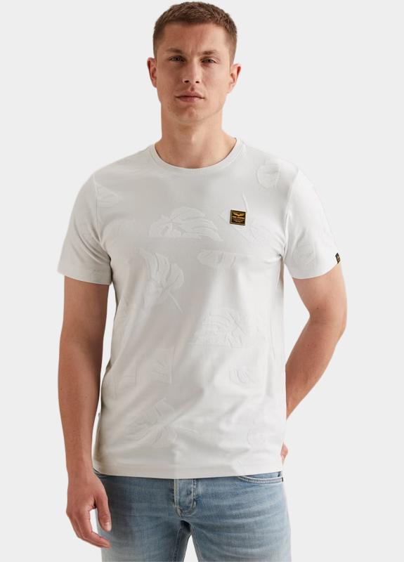 PME Legend T-shirt korte mouw Beige Short sleeve r-neck jacquard PTSS2605591/7001