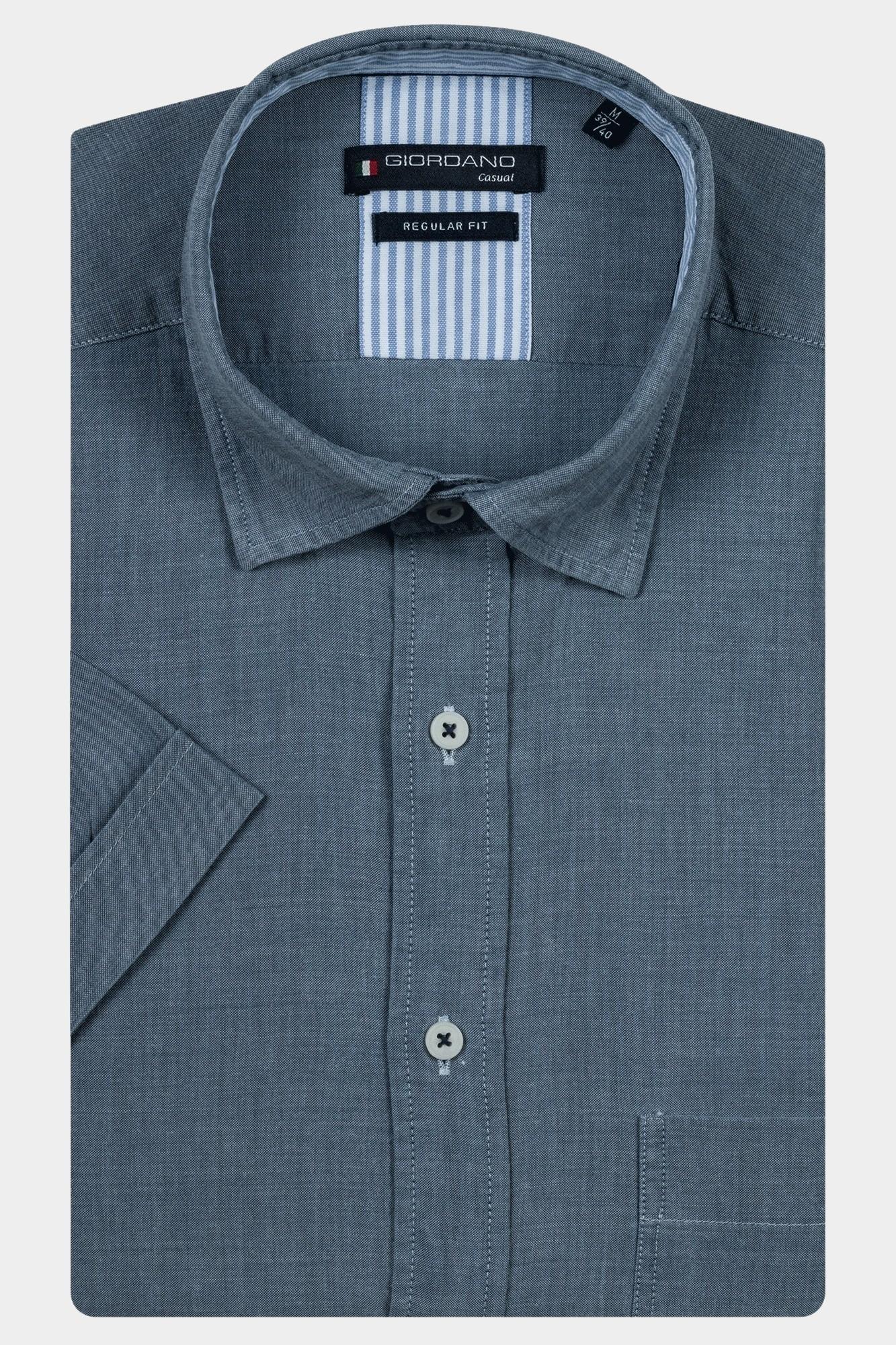 Giordano Casual hemd korte mouw Blauw Trento SS button under washed 516029/60