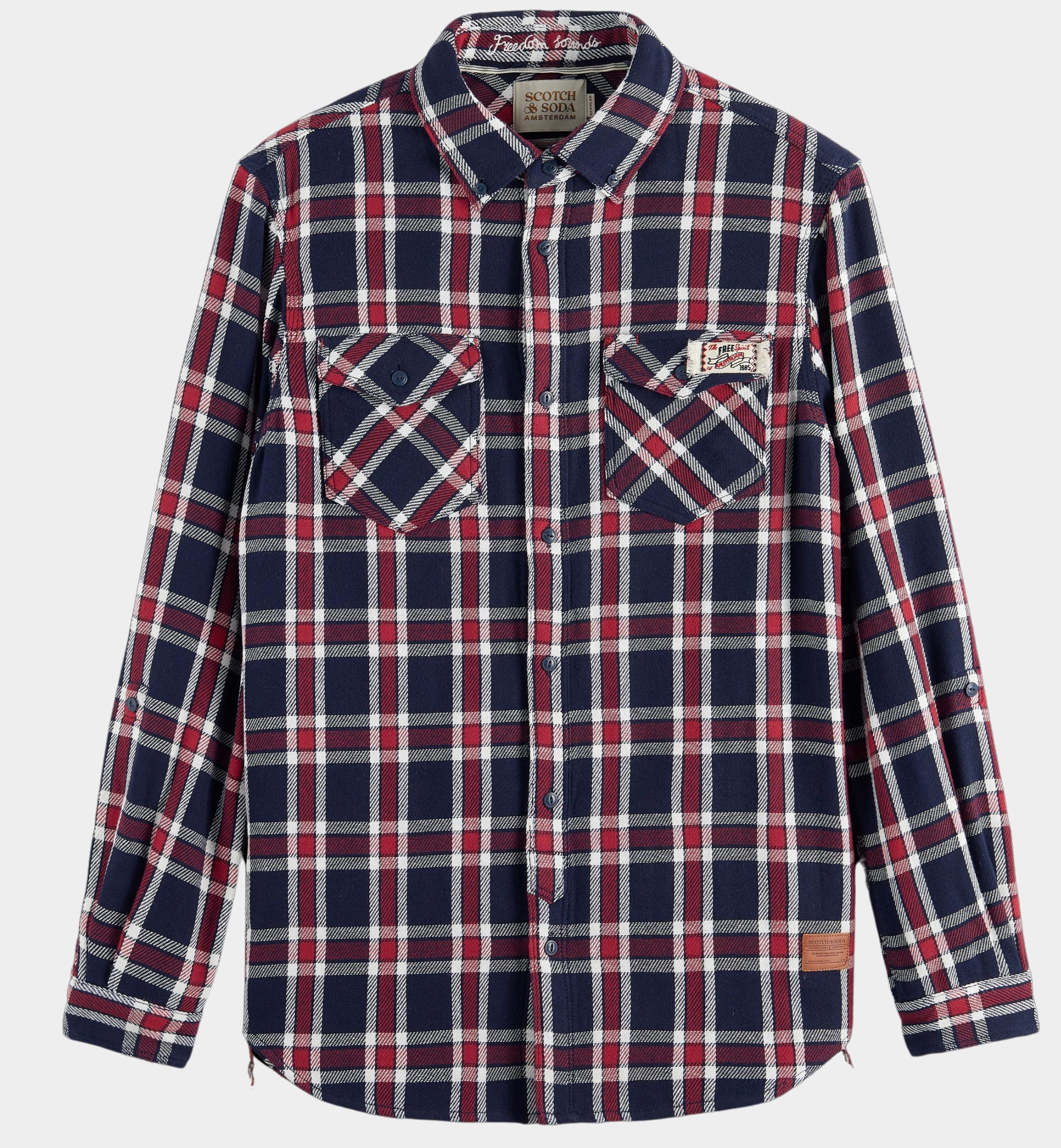 Scotch & Soda Casual hemd lange mouw Rood Archive Double face twill chec 174530/6788