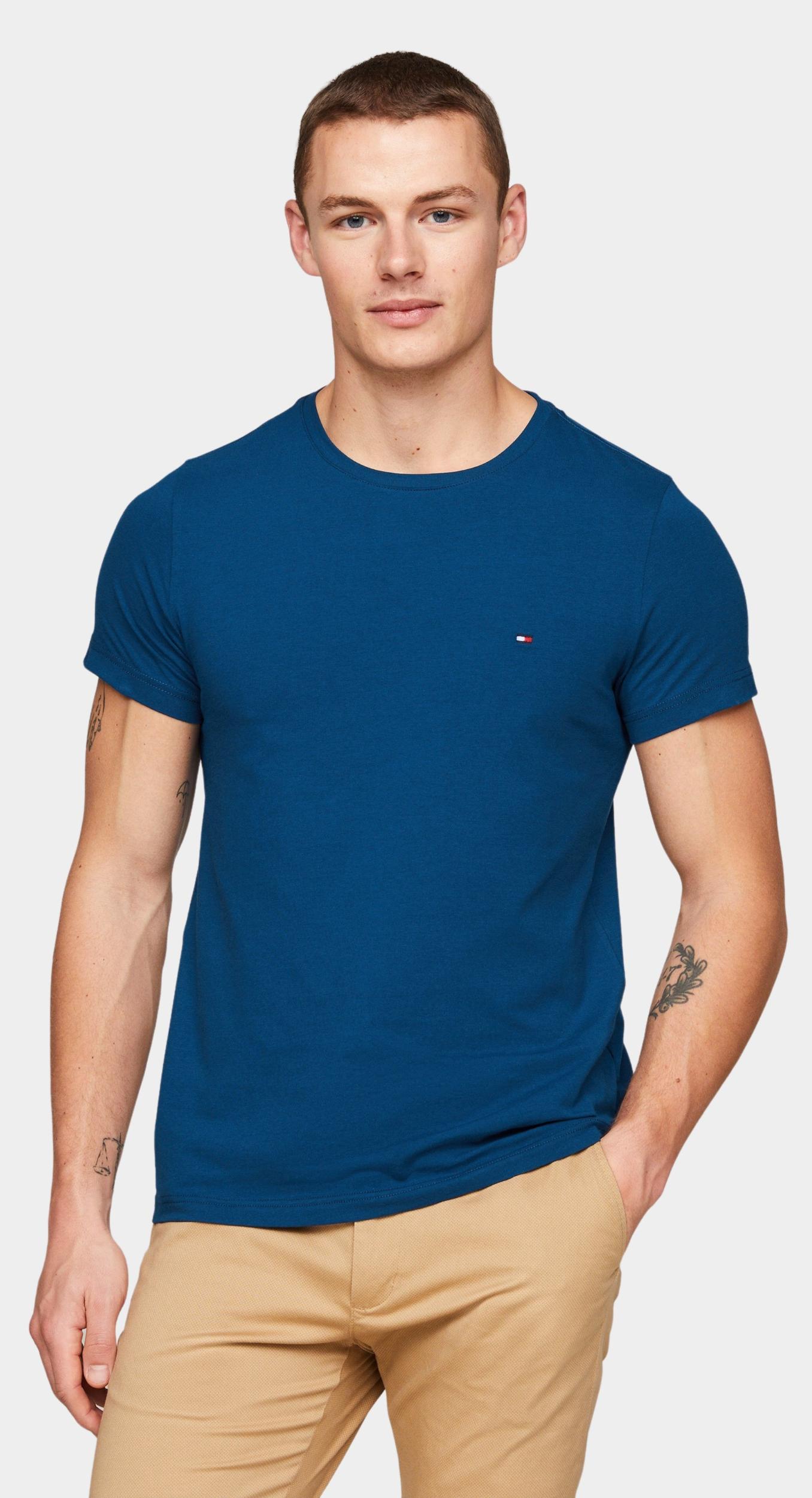 Tommy Hilfiger T-shirt korte mouw Blauw Stretch Slim Fit Tee MW0MW10800/C5J