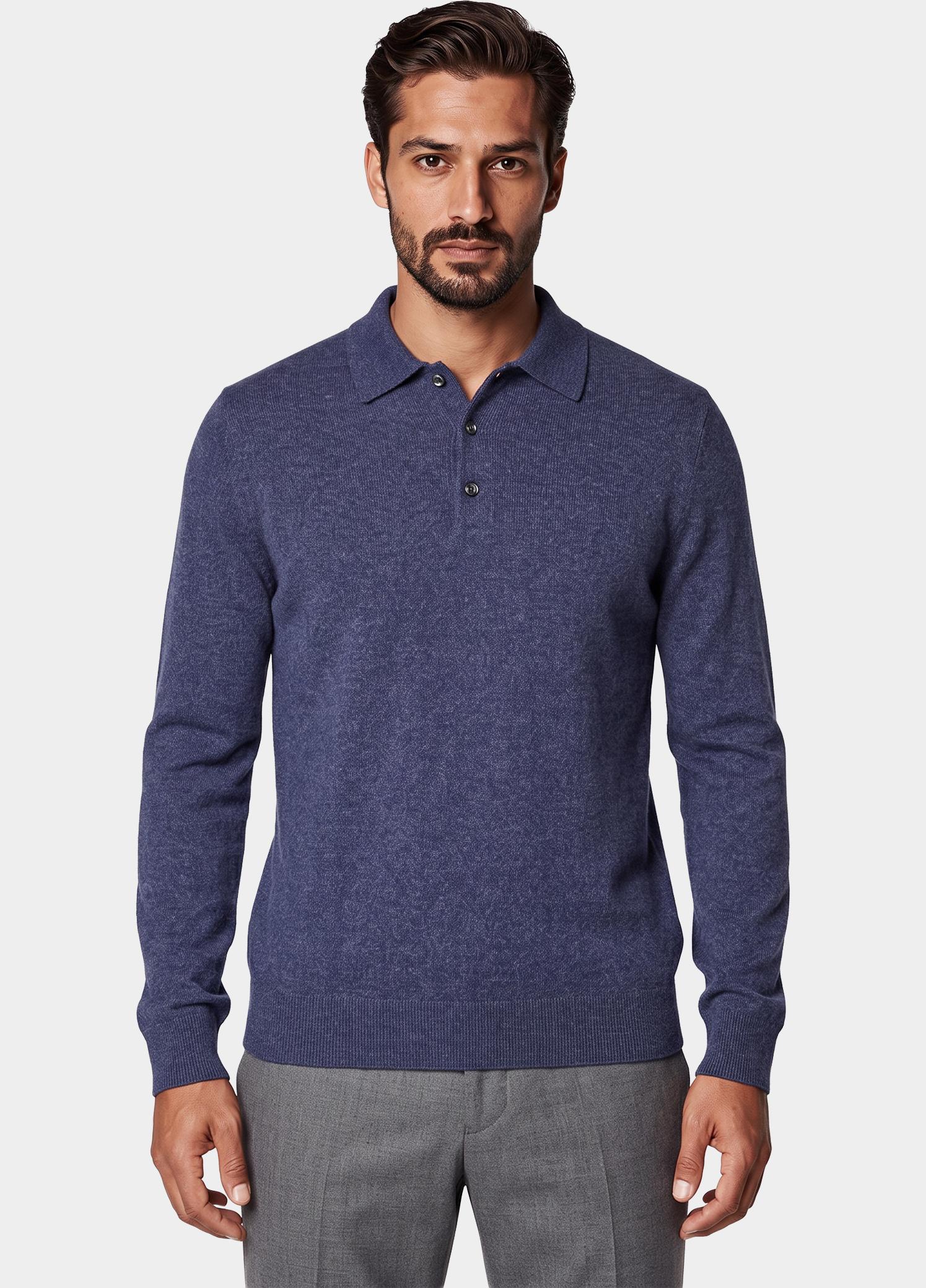 BOSS Black Polo lange mouwen heren Blauw C-Folpe 10282645 01 50570662/406