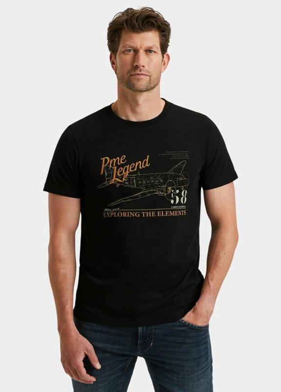 PME Legend T-shirt korte mouw Zwart Short sleeve r-neck single je PTSS2510523/999