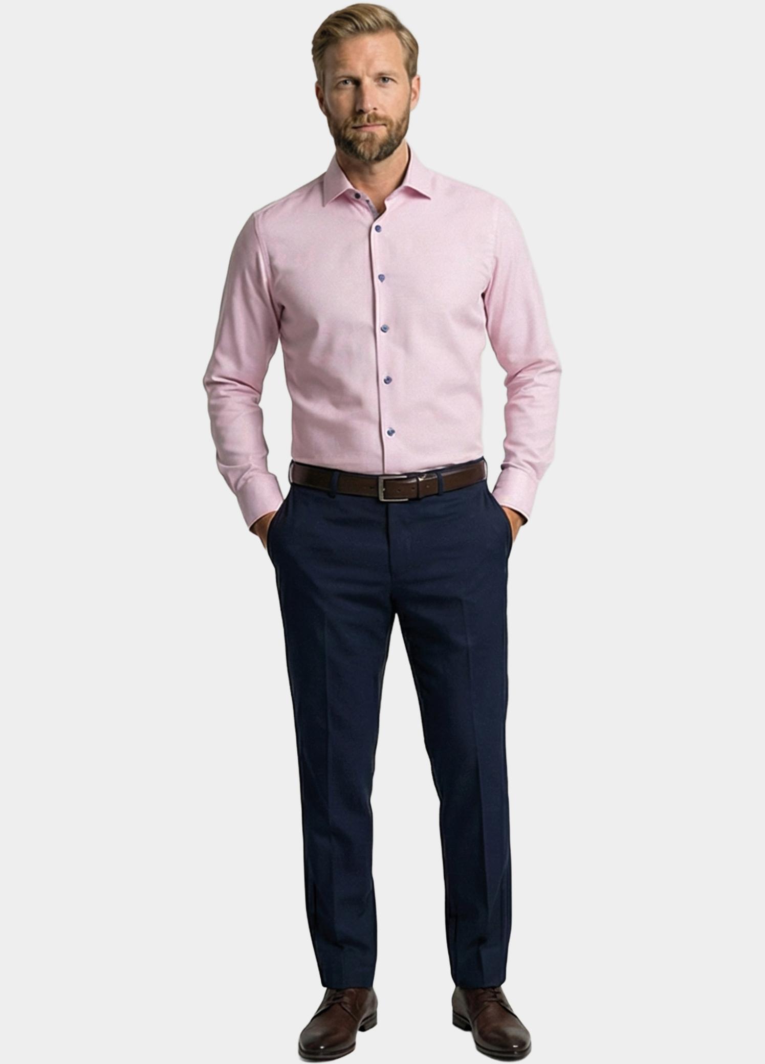 Giordano Overhemd heren Roze Locarno Long Sleeve Semi Cuta 617806/50
