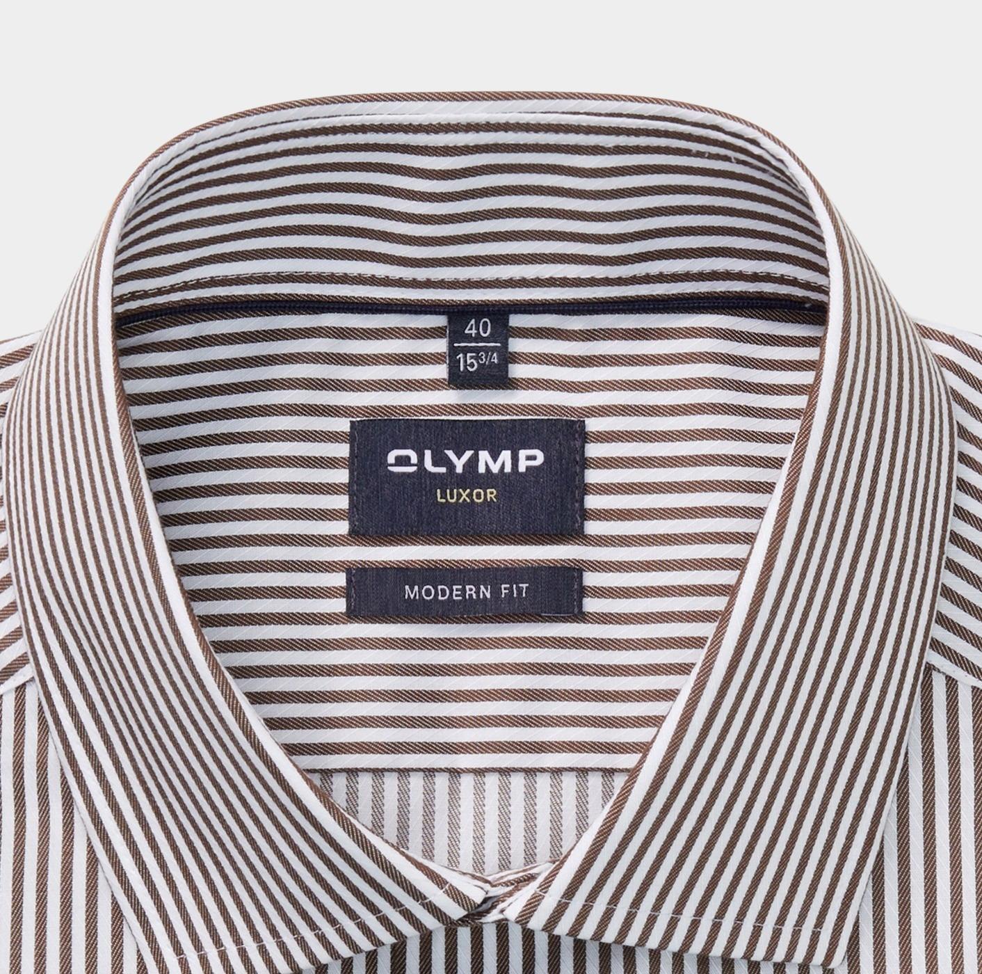 Olymp Business hemd lange mouw Bruin Luxor 135874/28