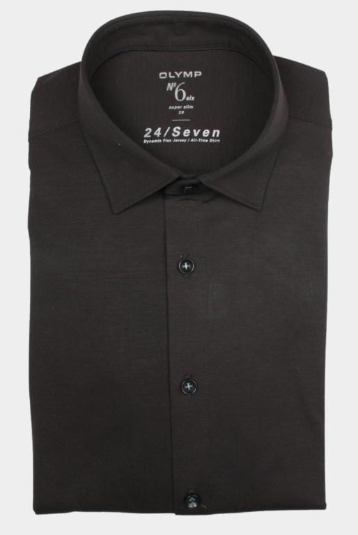 Olymp Business hemd lange mouw Zwart extra slim fit jersey zwart 250374/68