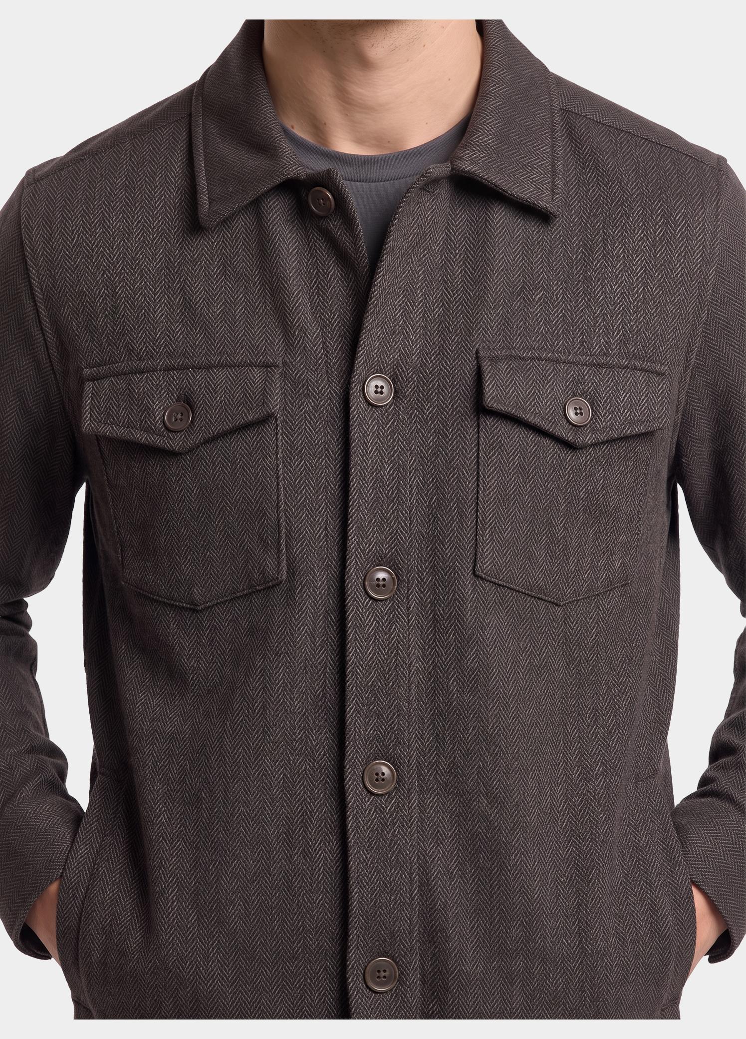 R2 Amsterdam Overshirt Bruin Herringbone overshirt 134.OVERSHIRT.008/041