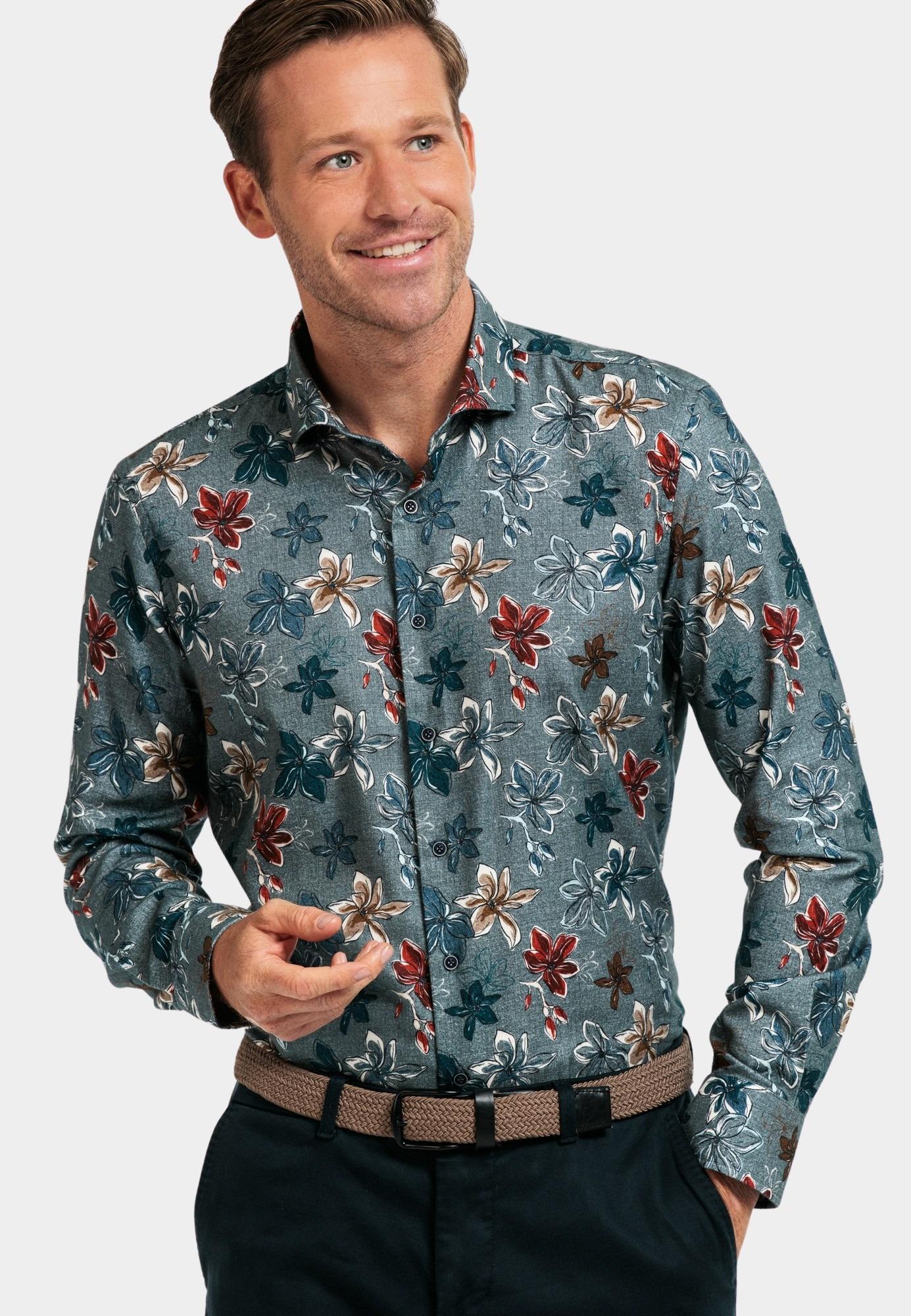 Giordano Casual hemd lange mouw Grijs Row, LS Cutaway Bold Colourfu 427820/91