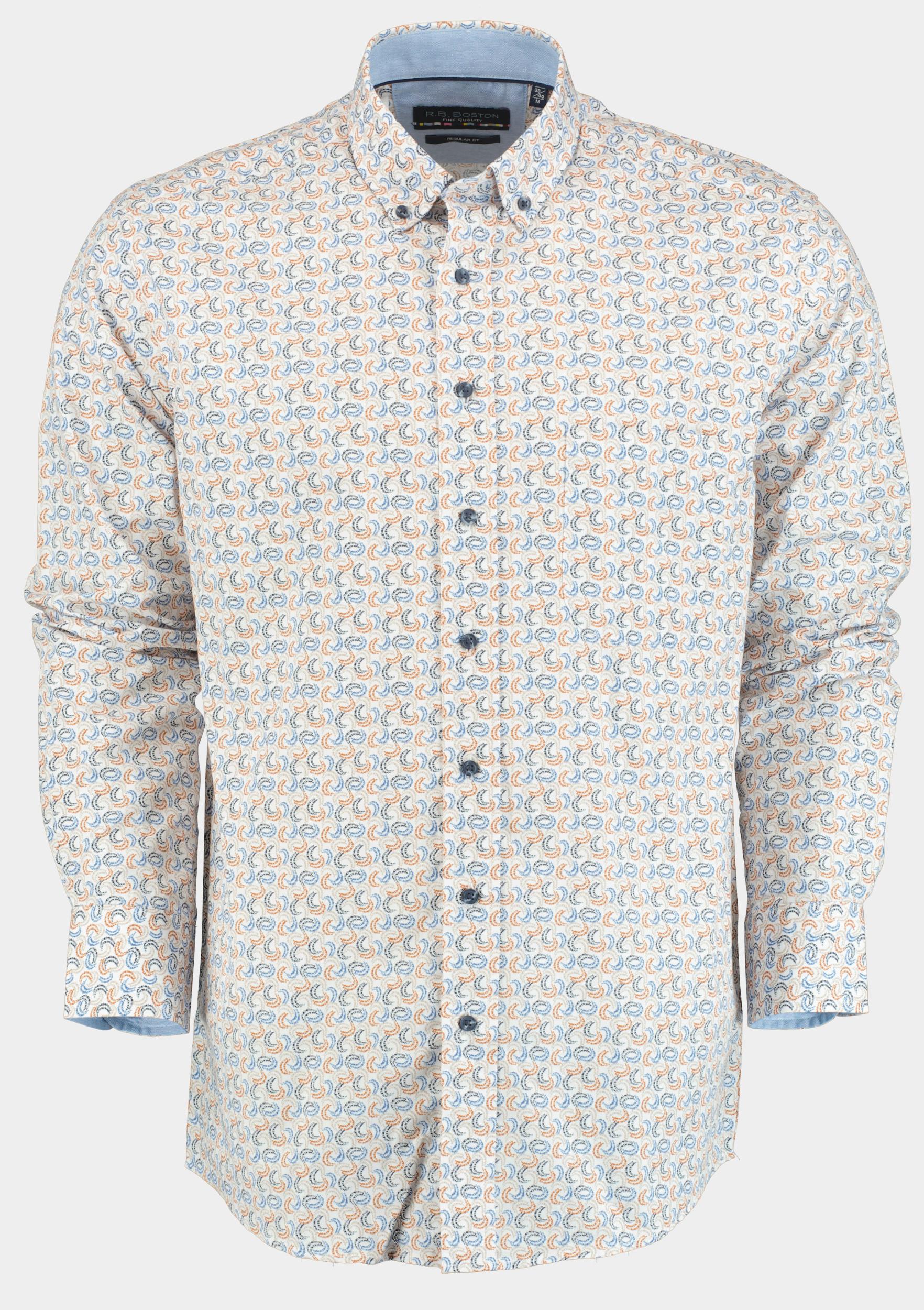 R.B. Boston Casual hemd lange mouw Bruin Regular Fit Cotton 427670/606