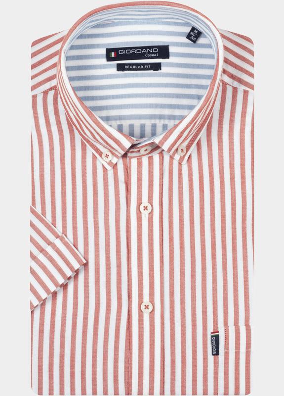 Giordano overhemd korte mouw heren Rood Alfa Short Sleeve Button Down 616130/30