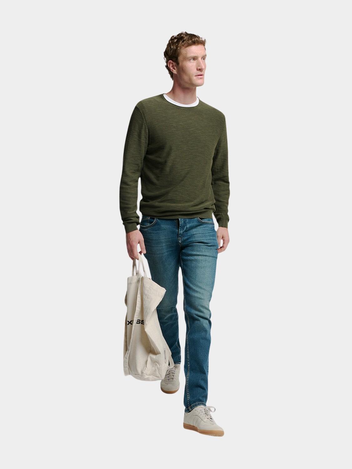No Excess Pullover Groen Pullover Crewneck Garment Dye N2101/186