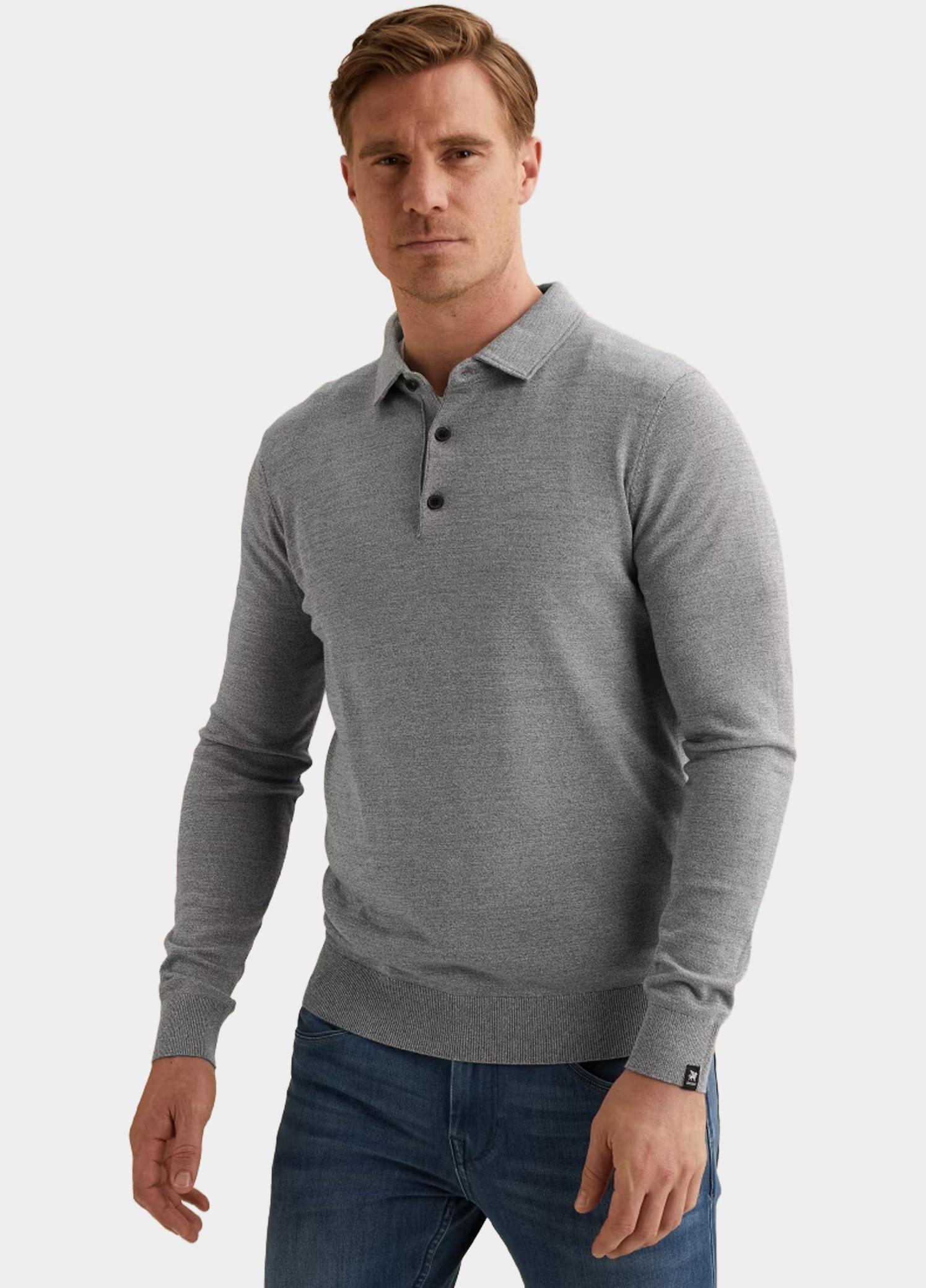 Vanguard Half Zip Blauw Half button collar cotton mod VKW2608301/5356