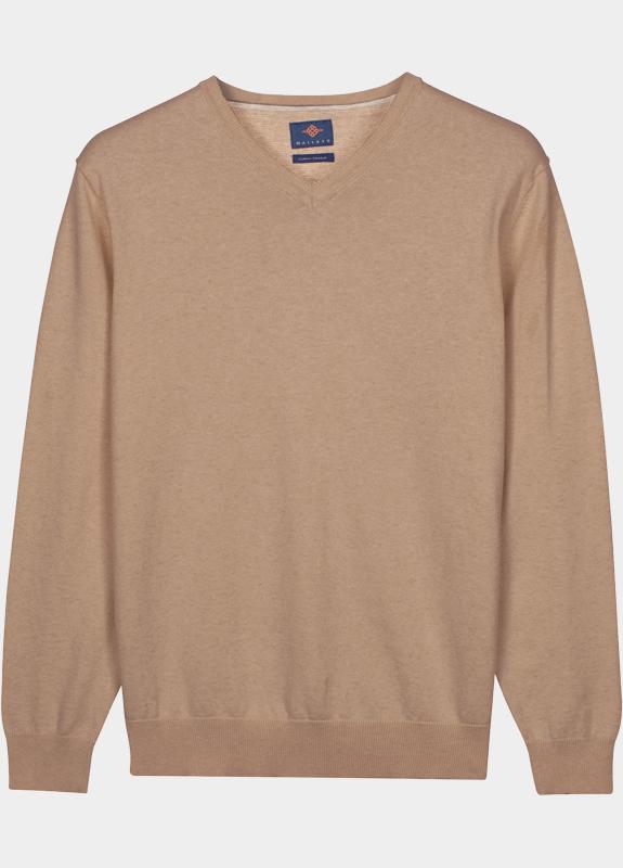 Bos Pullover Bruin Cotton V-neckregular fit zand 618100CCT/865