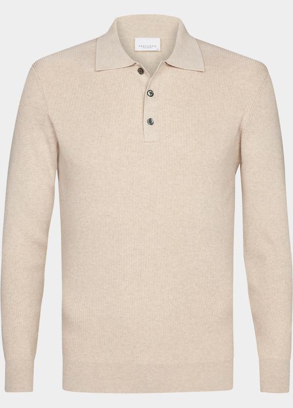 Profuomo Polo lange mouw Beige  PPWJ10003/D
