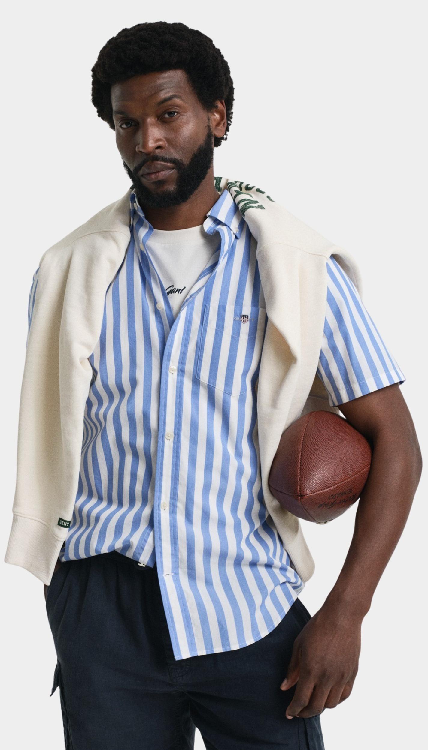 Gant Casual hemd korte mouw Blauw REG CLASSIC POPLIN STRIPE SS 3250142/419