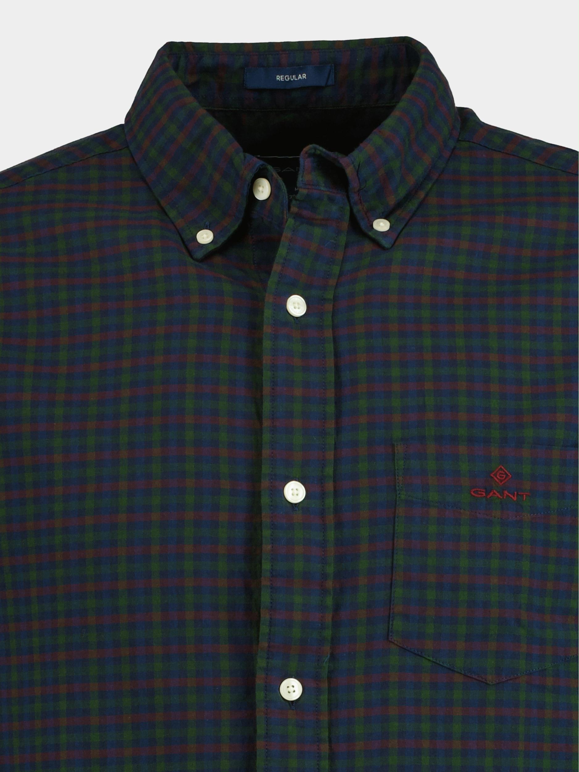 Gant Casual hemd lange mouw Groen D1. Reg Gingham Twill Shirt 3220086/338