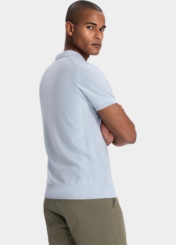 Dstrezzed Polo heren Blauw Polo s/s Melange Slub 420026-NOS/646