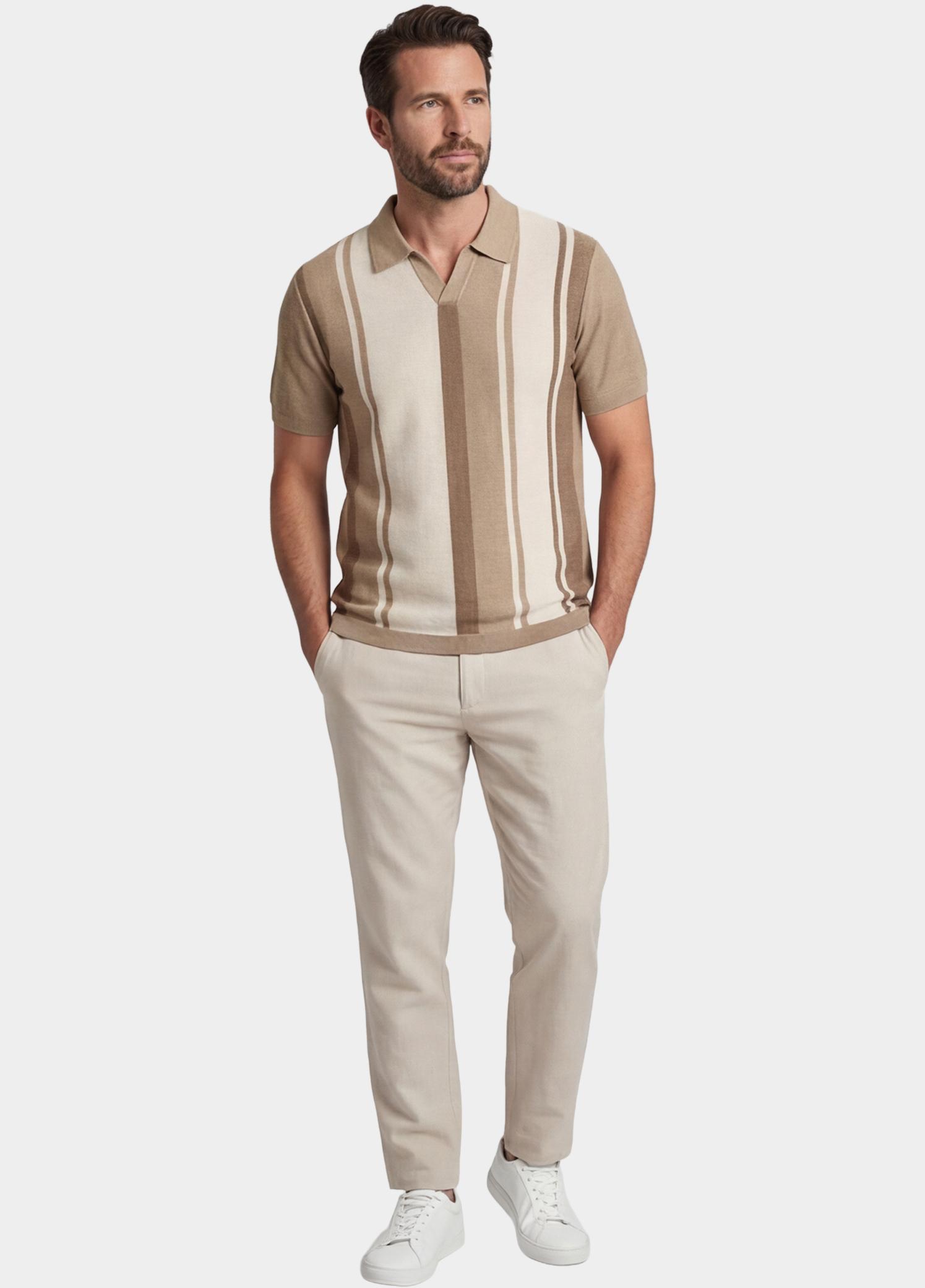 Baileys Polo heren Bruin Polo knitted-SS V-Collar all 615770/865