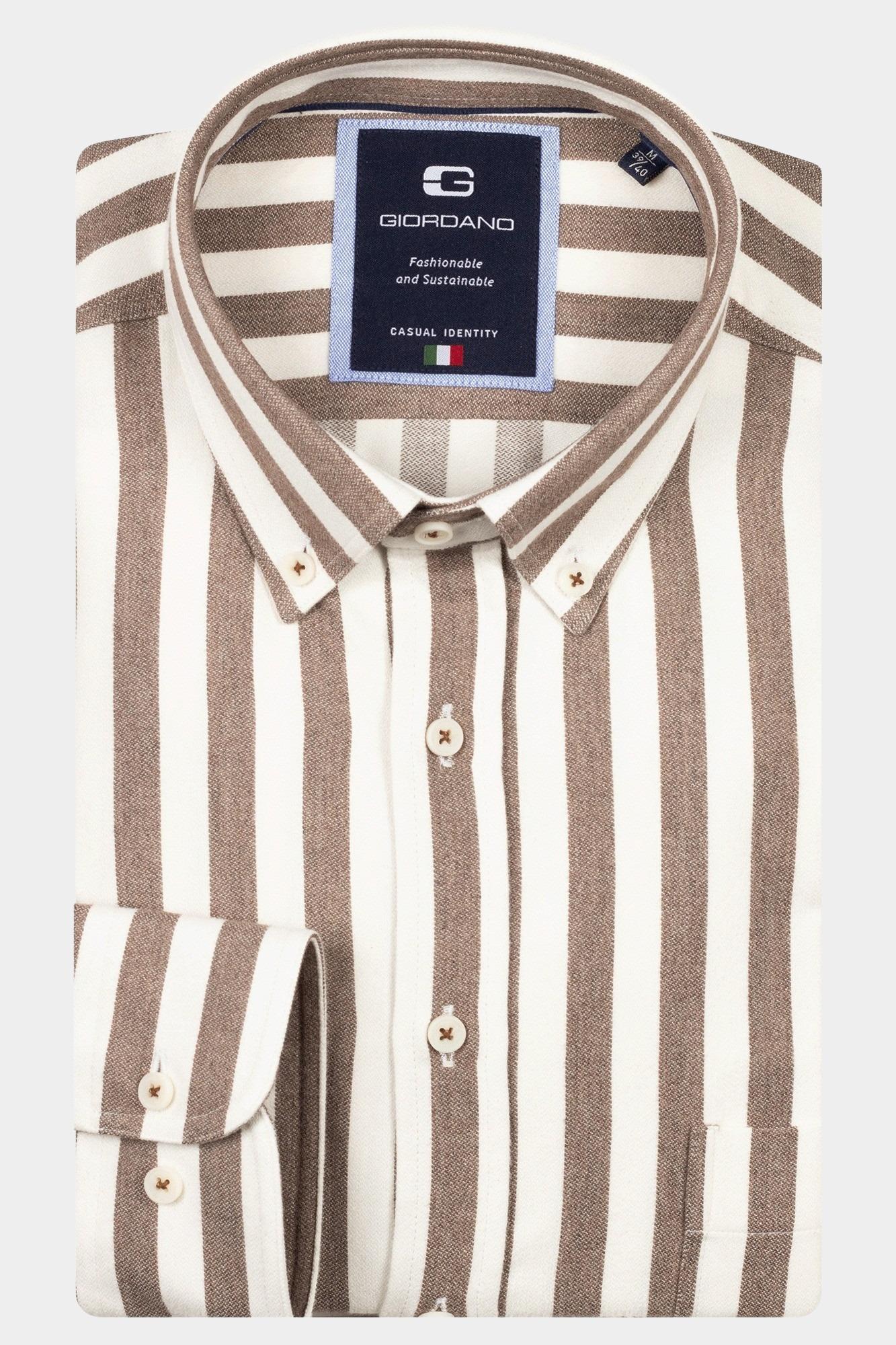 Giordano Casual hemd lange mouw Bruin Brando long sleeve button dow 527103/80