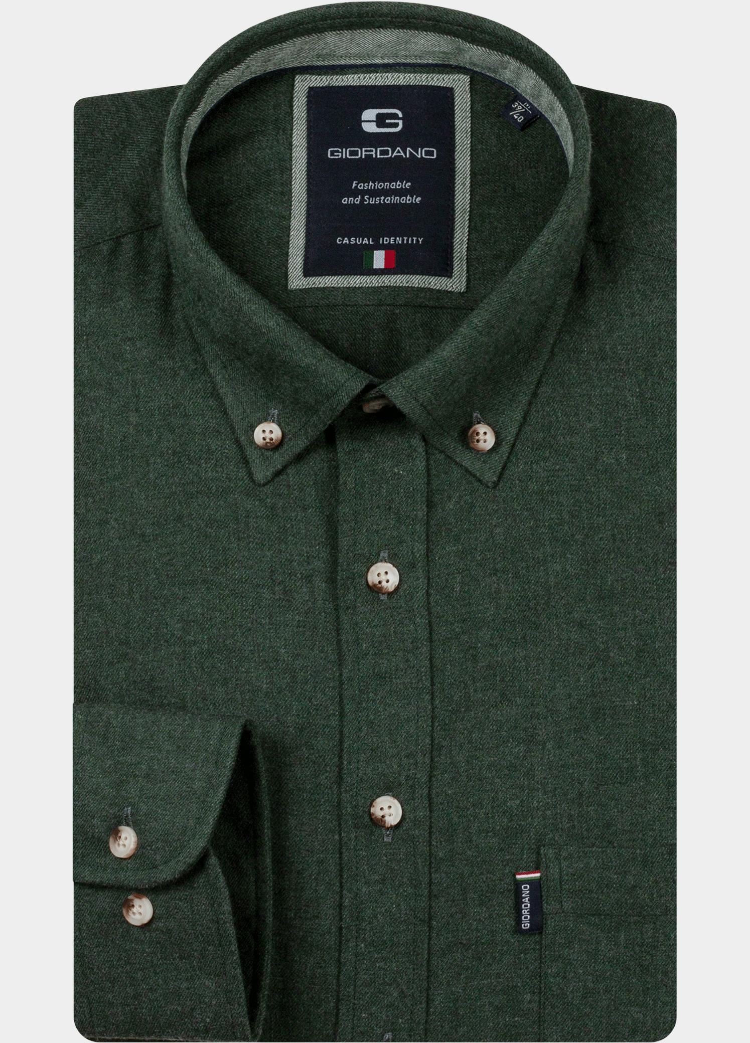 Giordano Overhemd heren Groen Dino Wooltouch melange flanel 627005/70