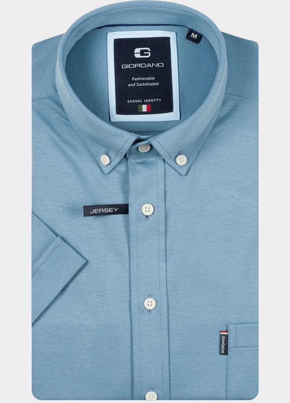 Giordano overhemd korte mouw heren Blauw Alfa Short Sleeve Button Down 616078/65