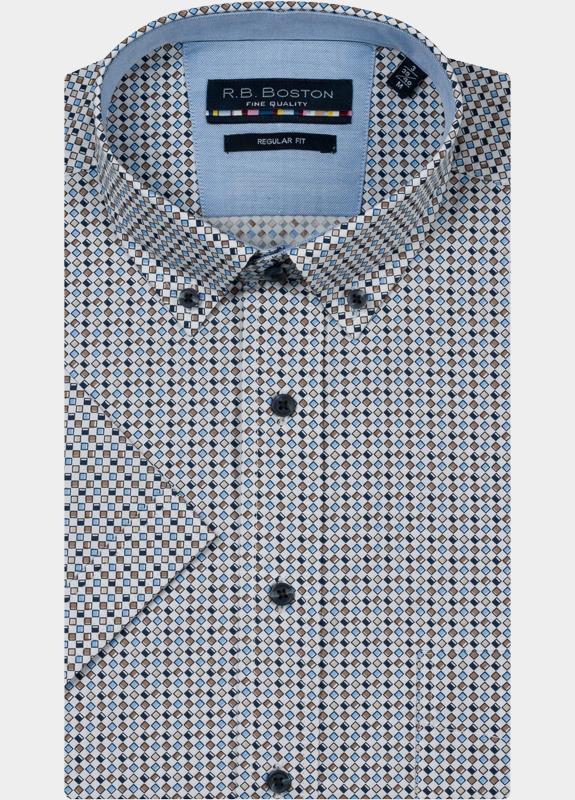 R.B. Boston overhemd korte mouw heren Blauw Marshall SS Button Down 616670/614