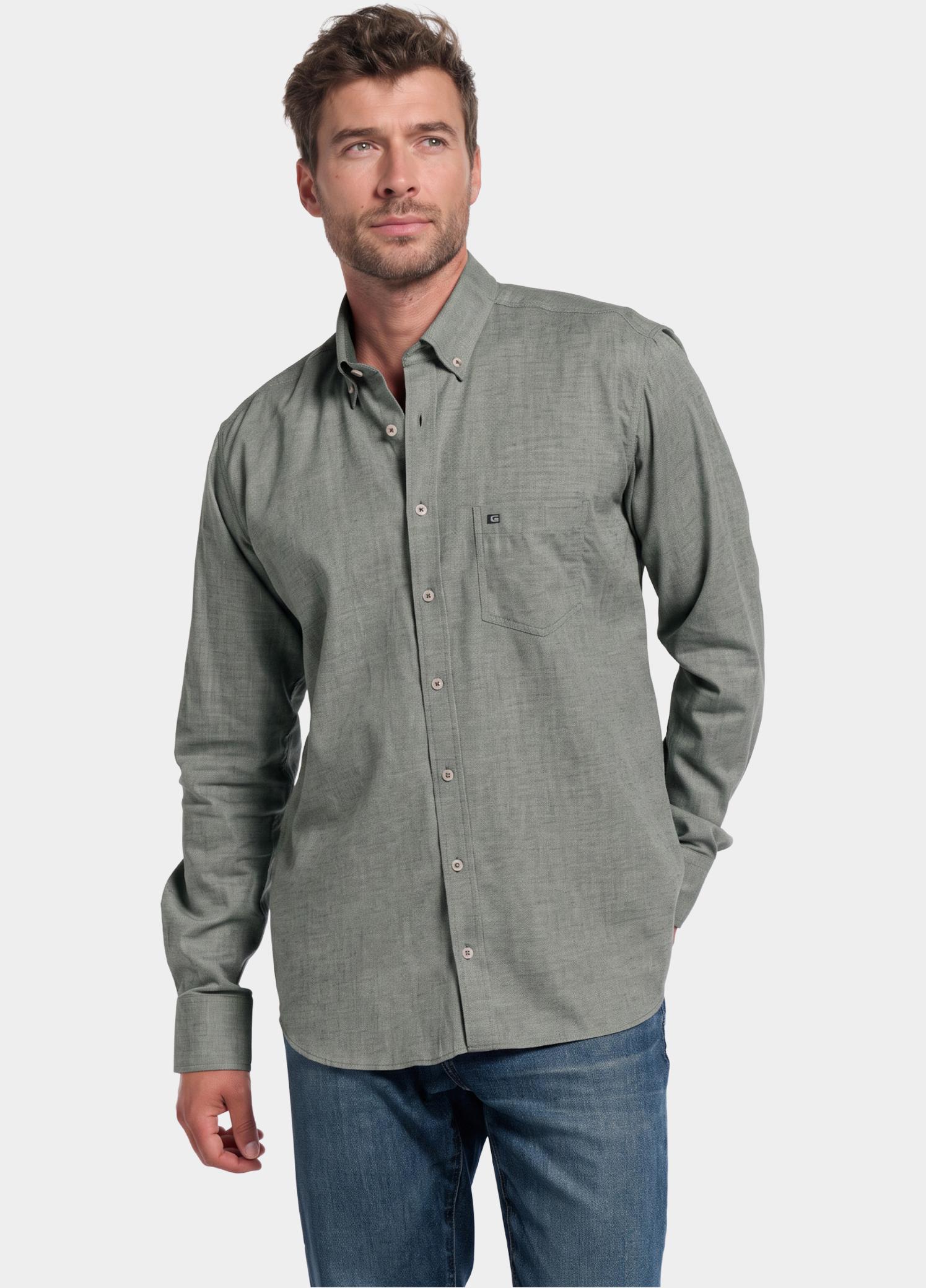 Giordano Overhemd heren Groen Dino Wooltouch melange flanel 627005/71