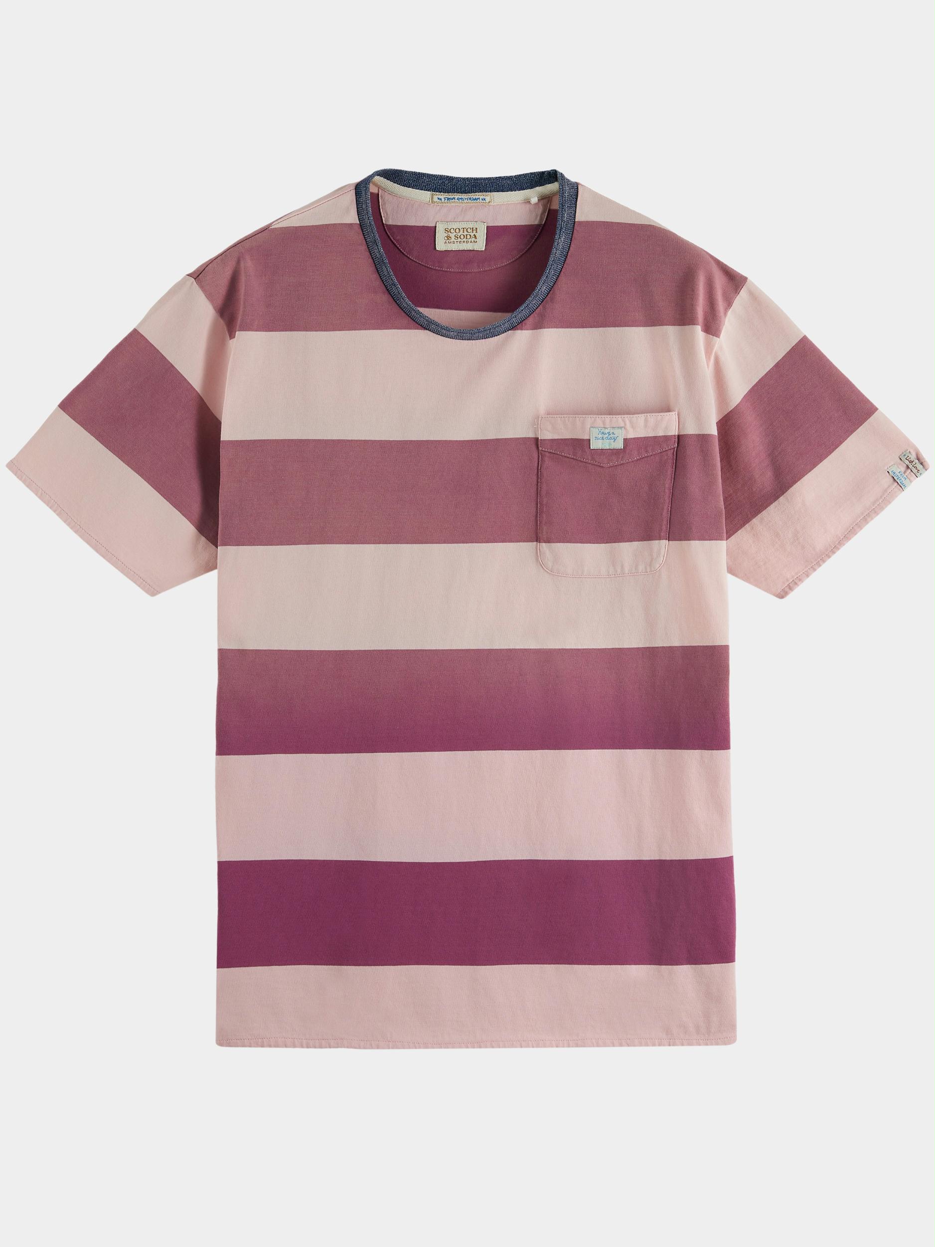 Scotch & Soda T-shirt korte mouw Roze Washed striped relaxed-fit T-s 169886/0221