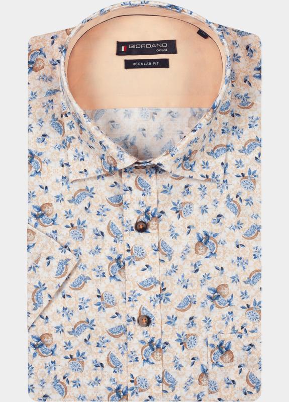 Giordano overhemd korte mouw heren Roze Trento Short Sleeve Button Un 616050/25