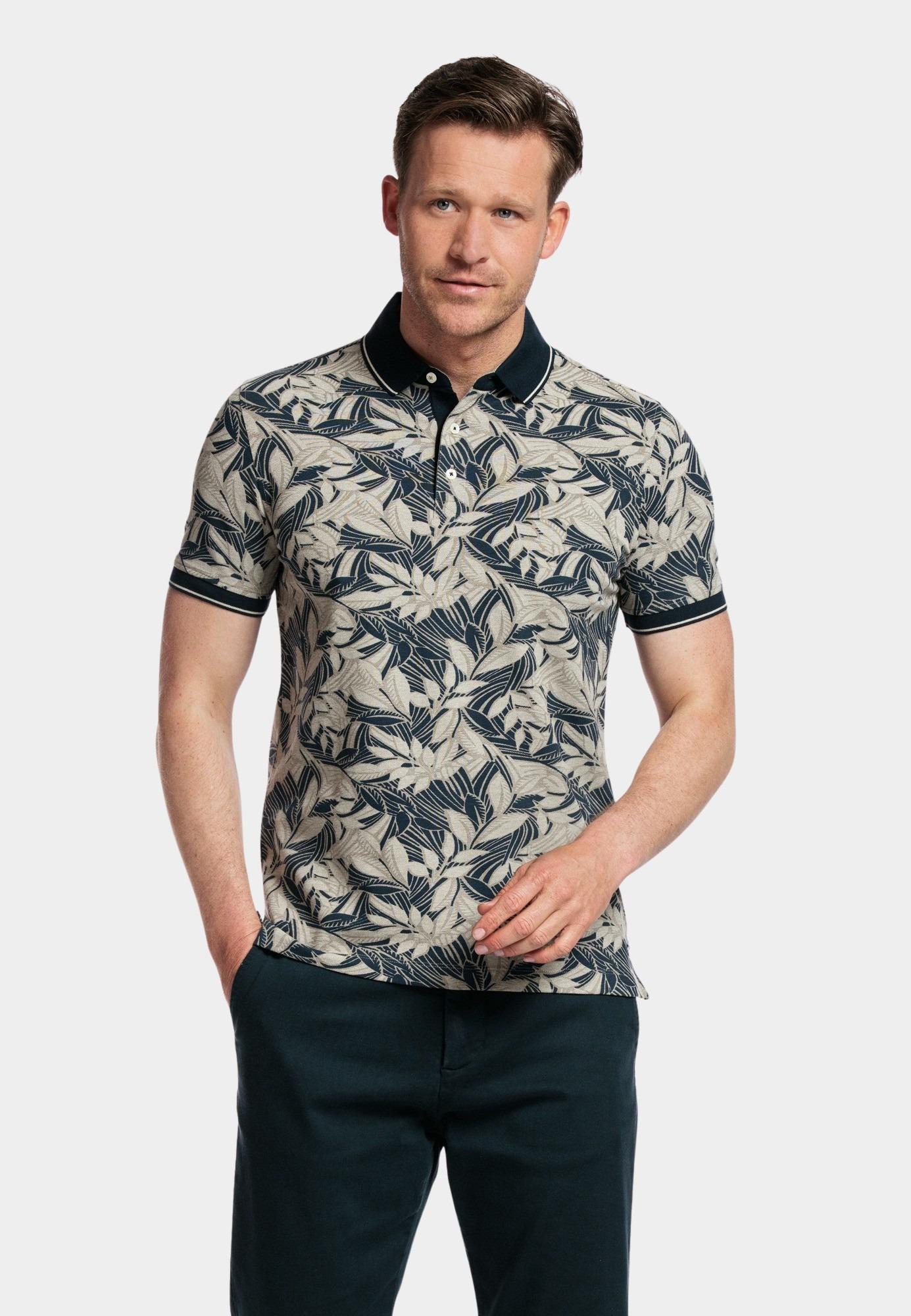 Baileys Polo korte mouw Groen Poloshirt 2-tone all over  "2 415227/75